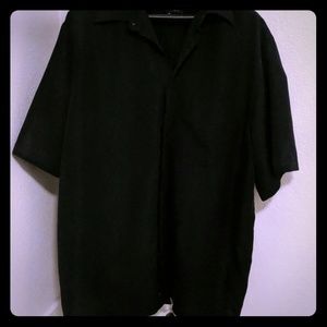 Solid black button down